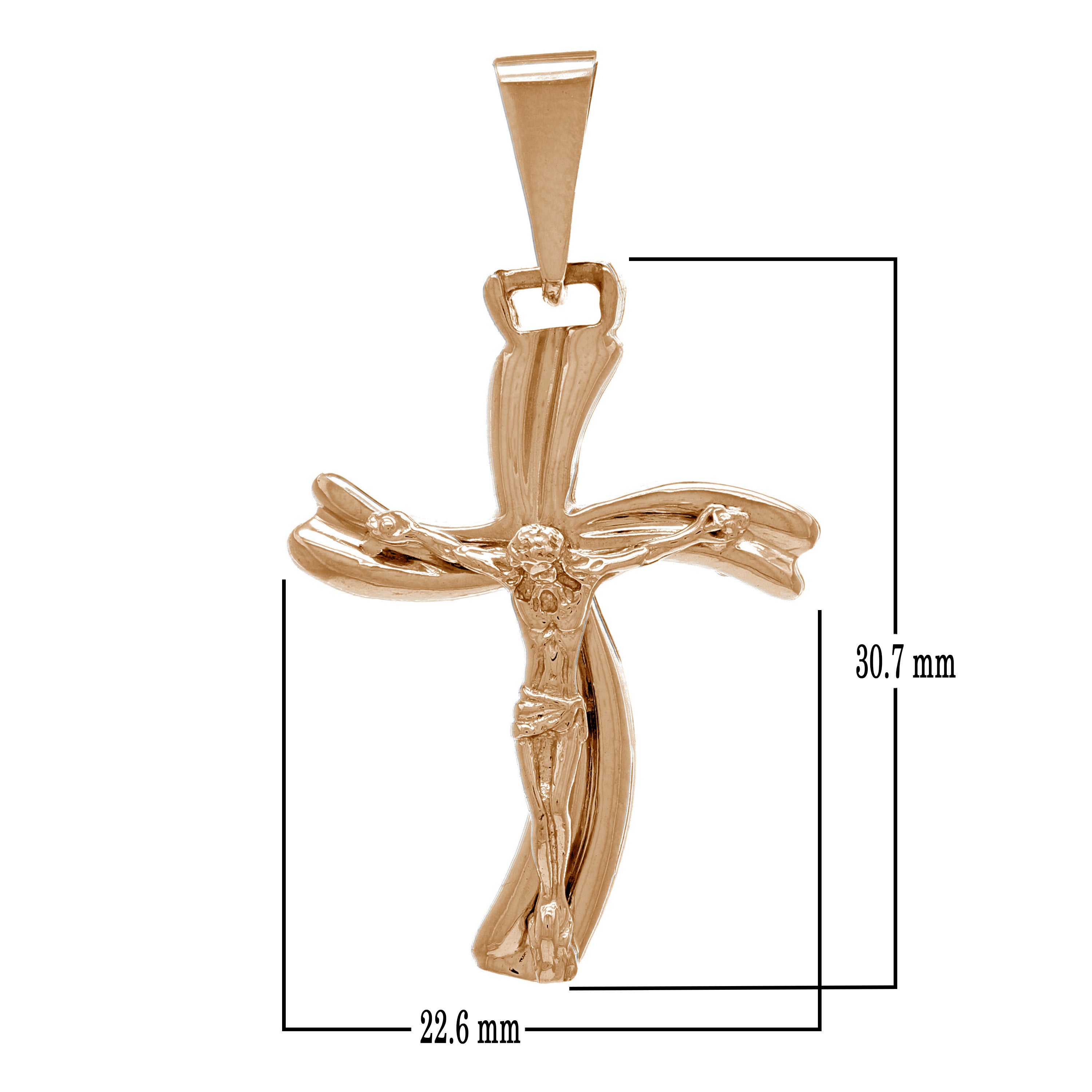 14k Rose Gold Jesus Christ Crucifix Cross Religious Charm Pendant 1.5" 3.7 grams - Rose