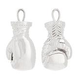 14k White Gold Solid Heavy 3D Boxer Boxing Gloves Sports Pendant - White