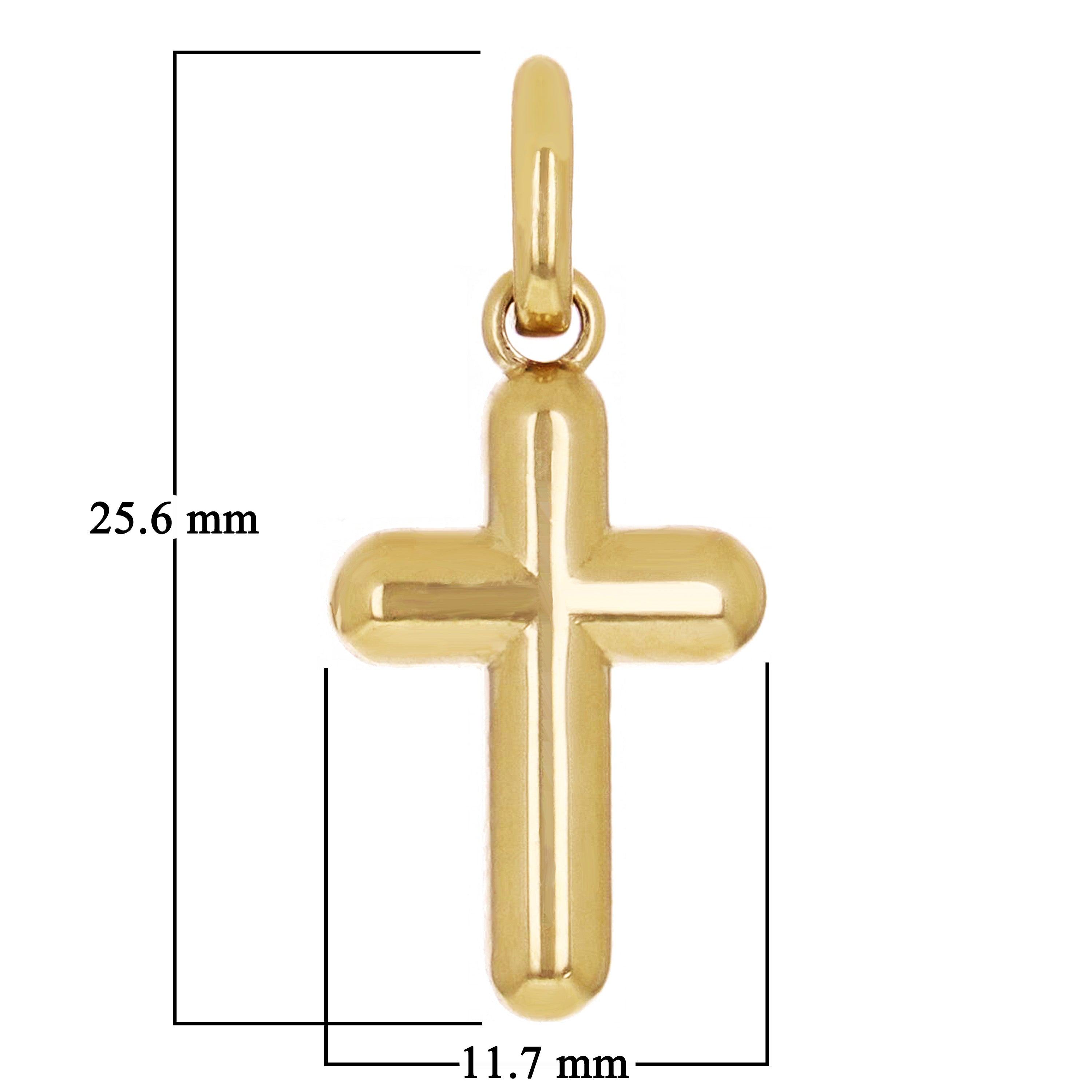 14k Yellow Gold Solid High Polish 3D Puffy Cross Charm Pendant 1" 3.8 grams