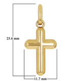 14k Yellow Gold Solid High Polish 3D Puffy Cross Charm Pendant 1" 3.8 grams
