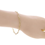 Italian 14k Yellow Gold Hollow Paper Clip Links Bracelet 7" 3.2mm 1.5 grams - Yellow,7"