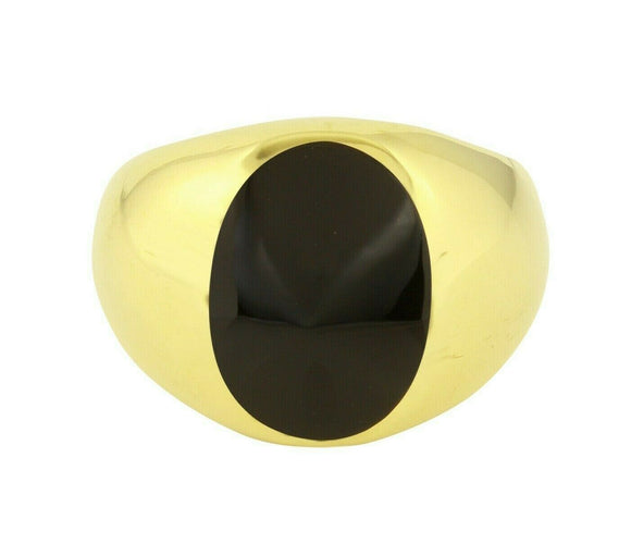 Men's 14k Yellow Gold Oval Black Onyx Ring Size 10 11grams