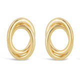 Italian 14k Yellow Gold Shiny Mini Tubular Double Eternity Circle Stud Earrings - Double Tubular