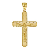 14k Yellow Gold Jesus Christ Crucifix Cross Religious Pendant 1.9" 4.5 grams