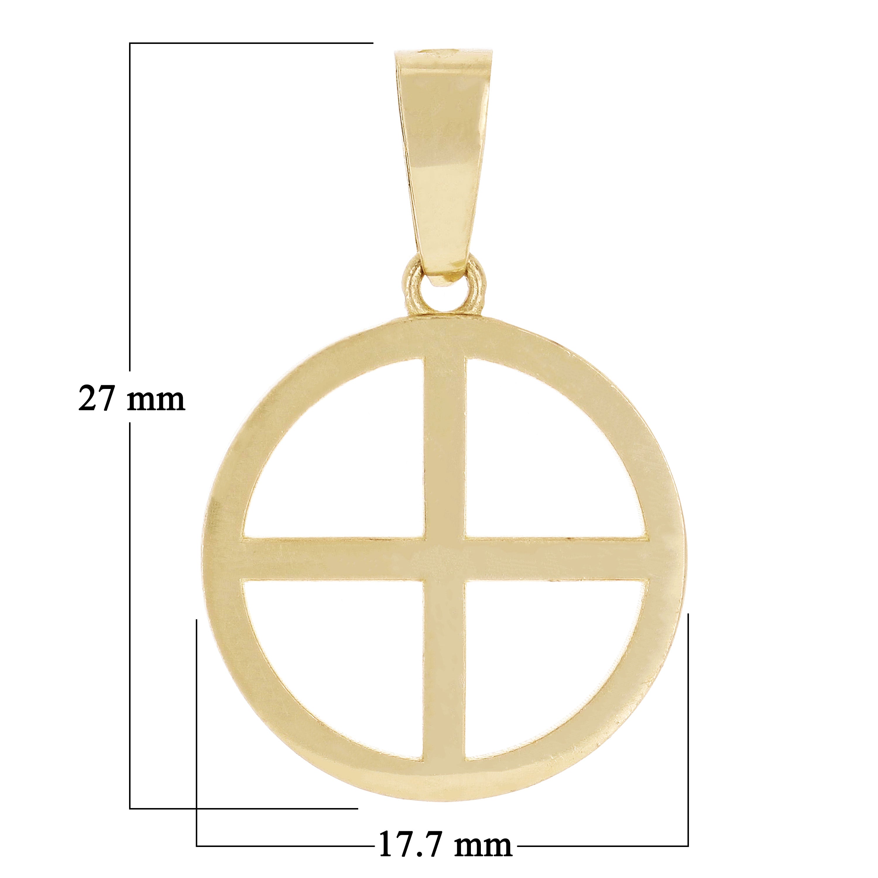 14k Yellow Gold Sun Cross Religious Charm Pendant 1" 2.6 grams