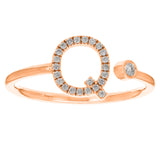 14k Rose Gold Diamond Initial Letter Q Ring Size 6 - Letter Q,Rose