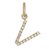 14k Yellow Gold Diamond Initial Letter V Charm Pendant - Letter V,Yellow