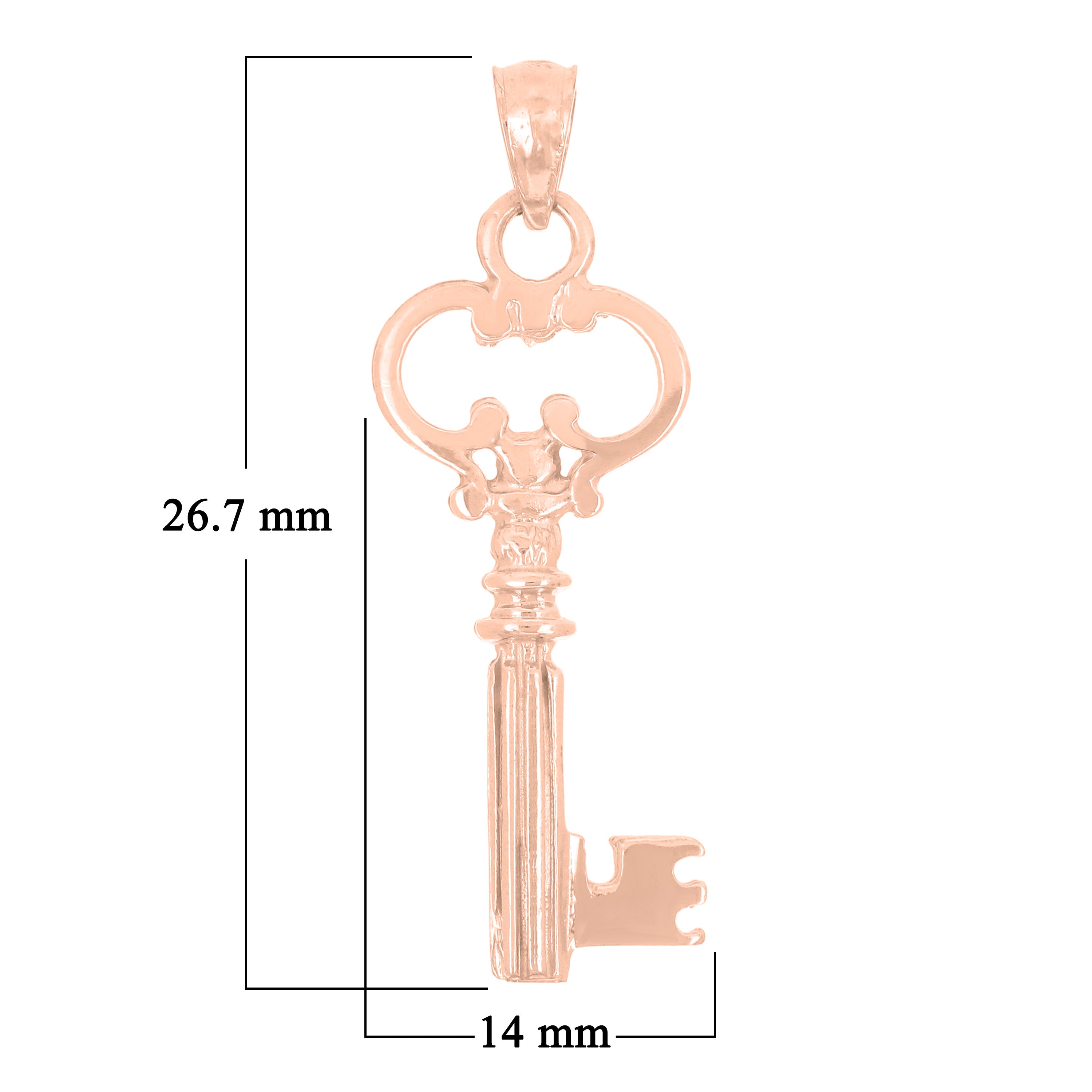 14k Rose Gold Key Pendant - Rose