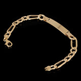 Italian 14k Yellow Gold Engravable Hollow Figaro ID Bracelet 7.75" 8mm 9.2 grams