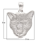 14k White Gold Solid Big Cat Panther Face Head Charm Pendant 4.4 grams - White