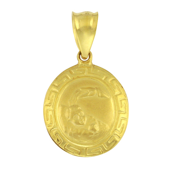 14k Yellow Gold Christening Baby Baptism Charm Pendant 1