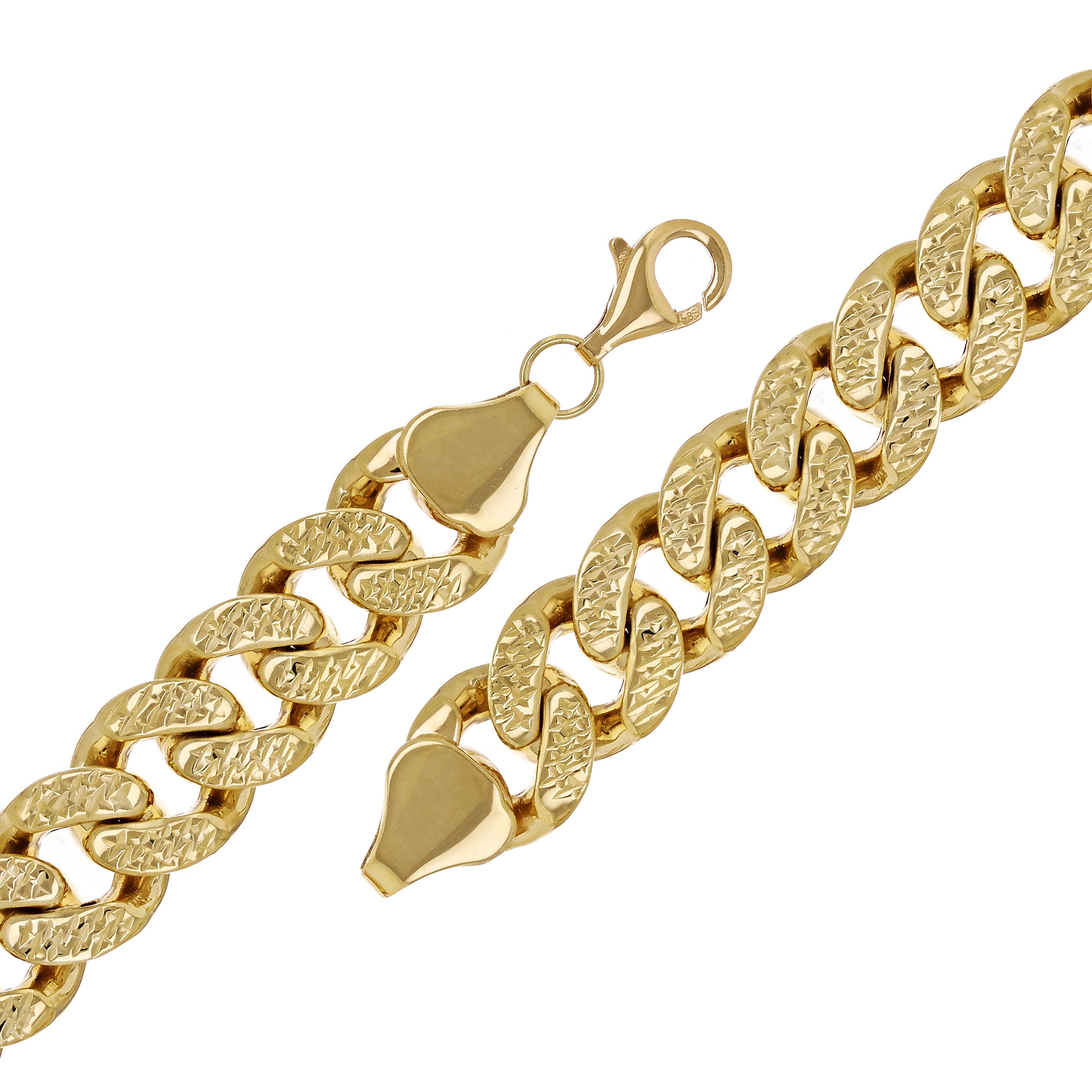 Italian 14k Yellow Gold Hollow Cuban Chain Bracelet 9.25" 13mm 26 grams - 13mm 9.25 26 grams