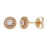 14k Yellow Gold 0.30ctw Diamond Round Halo Stud Earrings