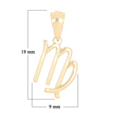 14k Yellow White or Rose Gold Zodiac Sign Charm Pendant - Virgo,Yellow