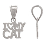 14k White Gold Solid I Heart MY CAT I Love MY CAT Charm Pendant 0.6 gram - White