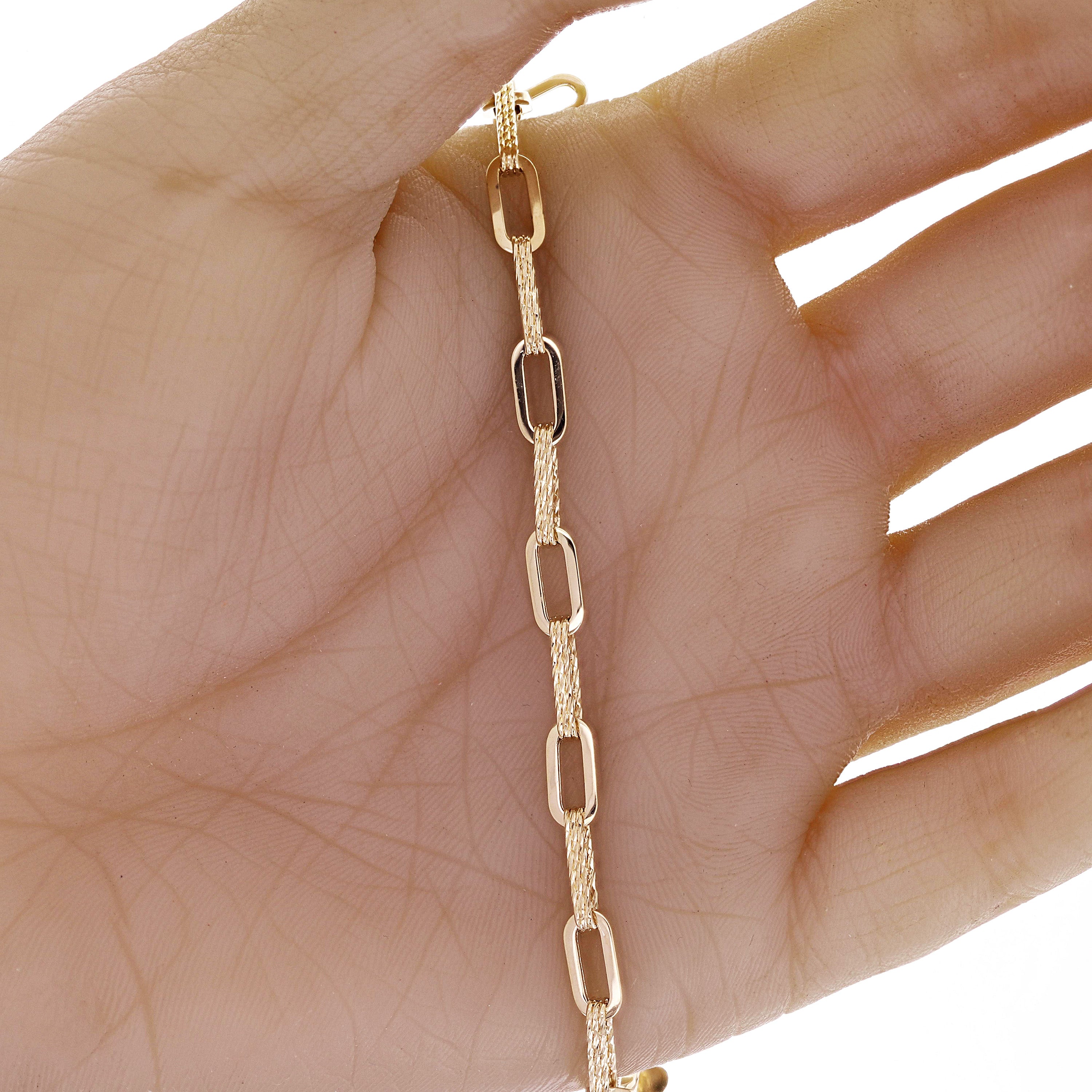Italian 14k Yellow Gold Paper Clip Links Necklace, Bracelet & Earrings Set 10.5 grams