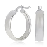 Italian 14k White Gold Hollow High Polished Round Hoop Earrings 21mm x 5mm 2.1g