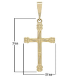 14k Yellow Gold Religious Cross Charm Pendant with Flower 1.3" 1.4 grams - Yellow