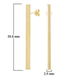Italian 14k Yellow Gold Square Vertical Bar Dangle Drop Earrings 2" 2.9mm 2.2g