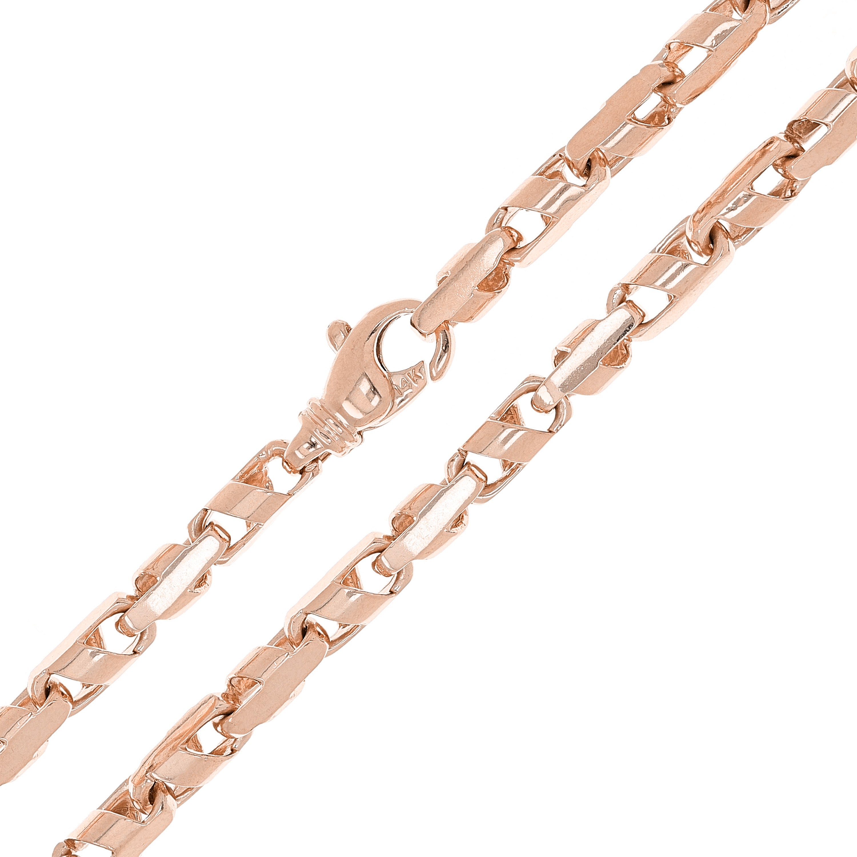 14k Rose Gold Handmade Fashion Link Necklace 28" 5.5mm 78 grams - Rose,28"