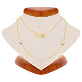 Italian 14k Two Tone Gold Polished Ball Bead Station Necklace 16.5" 5mm 2.1 gram