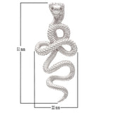 14k White Gold Solid Detailed 3D Cobra Snake Pendant - White
