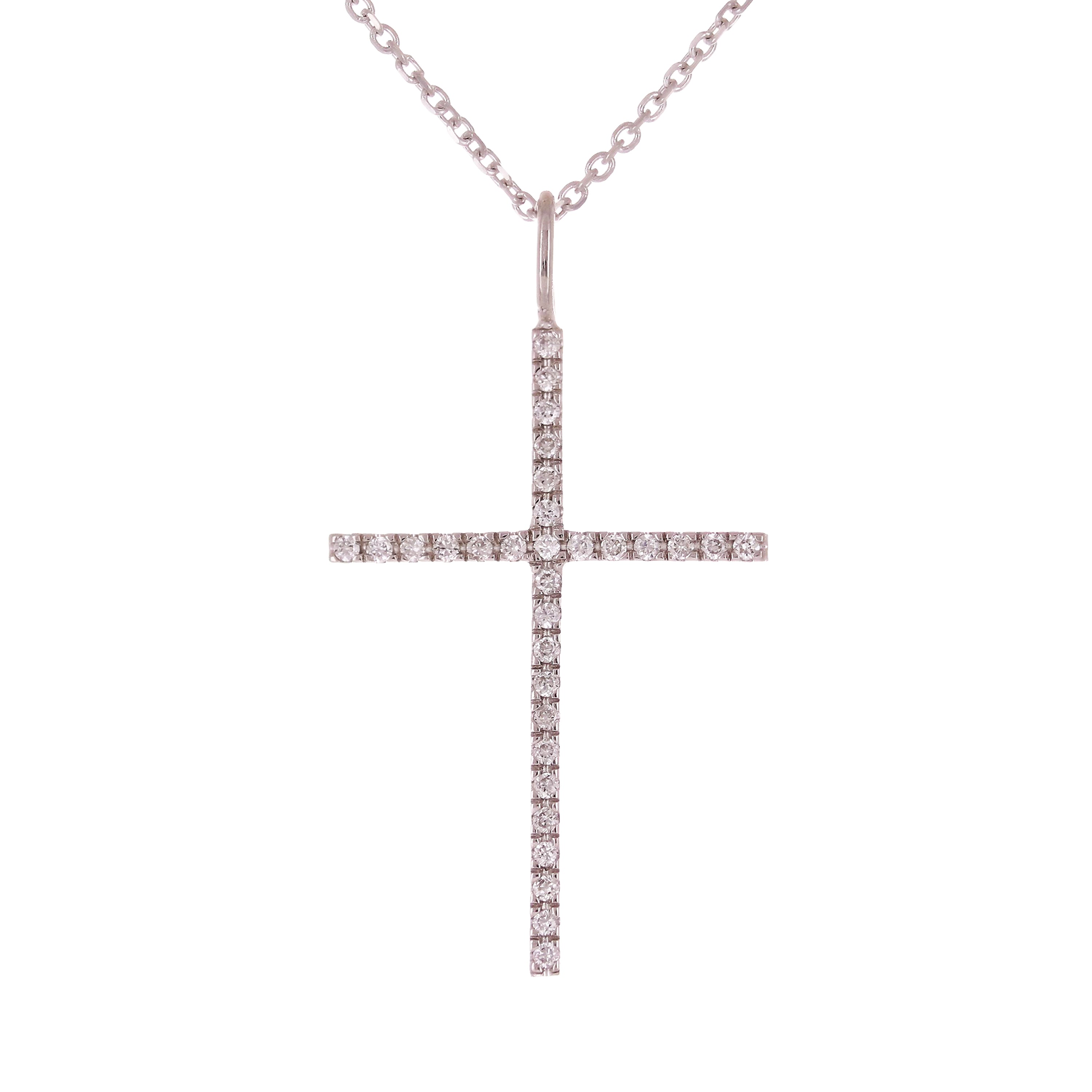 14k Yellow White or Rose Gold Diamond Cross Charm Pendant