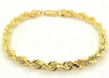 14k Yellow Gold Diamond Cut Rope Chain Bracelet 8" 6mm - 19 grams