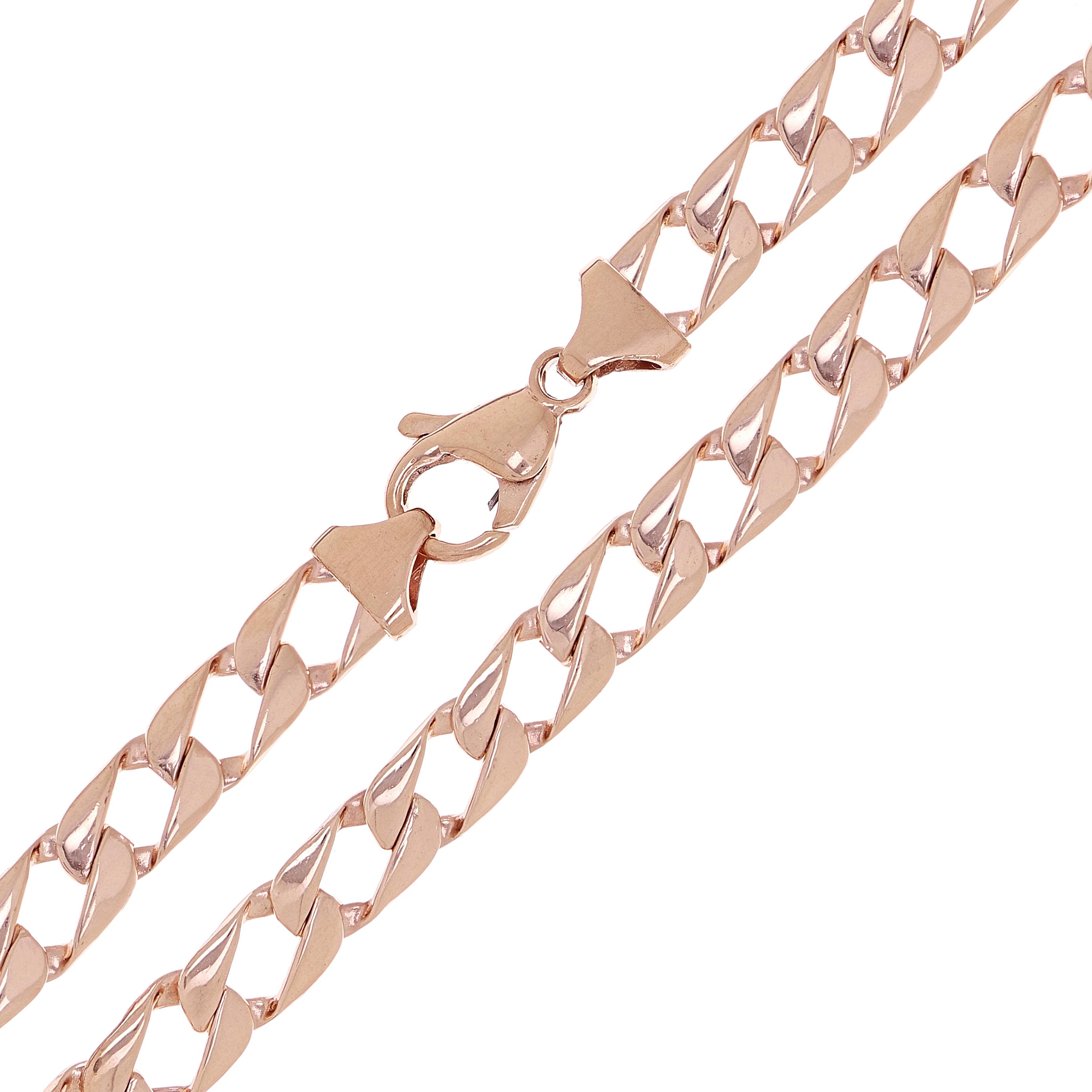 10k Rose Gold Solid Flat Cuban Link Chain Necklace 18" 6.3mm 25 grams - Rose,18"