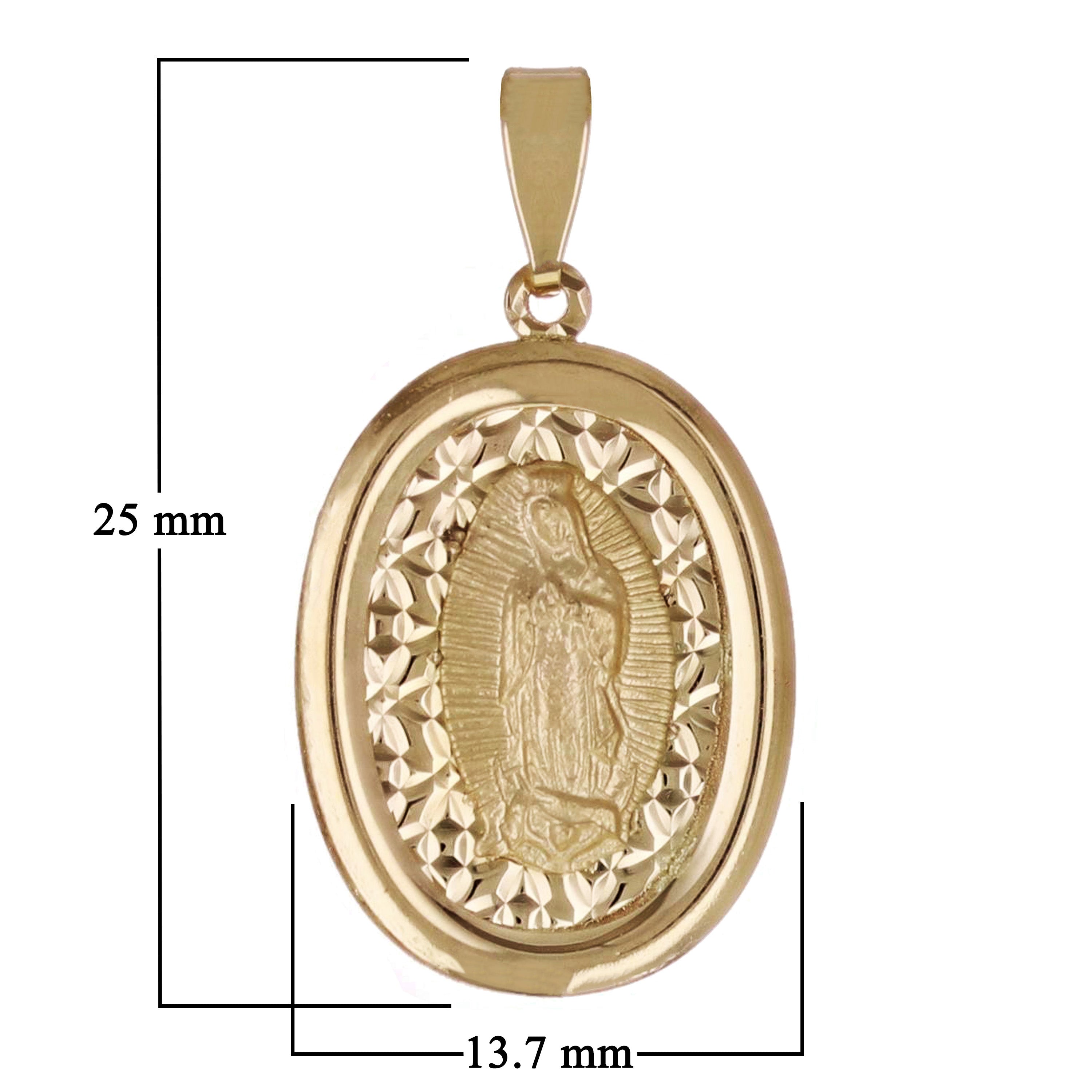 Italian 14k Yellow Gold Miraculous Medal Charm Pendant 25mm x 13.7mm 1.5 grams