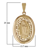 Italian 14k Yellow Gold Miraculous Medal Charm Pendant 25mm x 13.7mm 1.5 grams