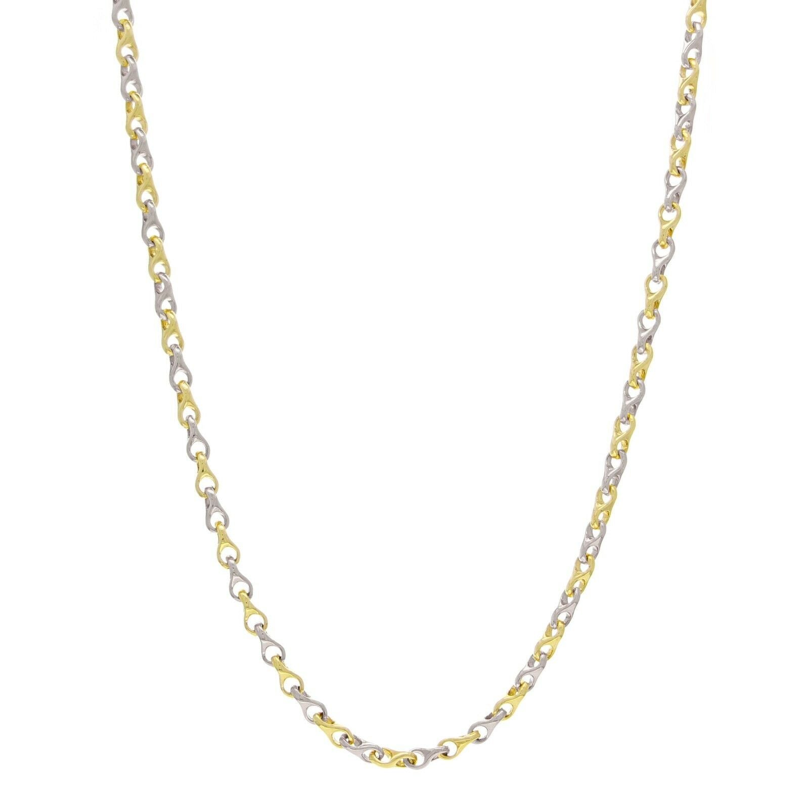 10k Two Tone Yellow & White Gold Link Hip Hop Chain Necklace 24" 4.25mm 28.6g