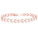 10k Rose Gold Half Plain & Heart Nugget Bracelet 7" 8.6mm 11.5 grams - Rose,7"