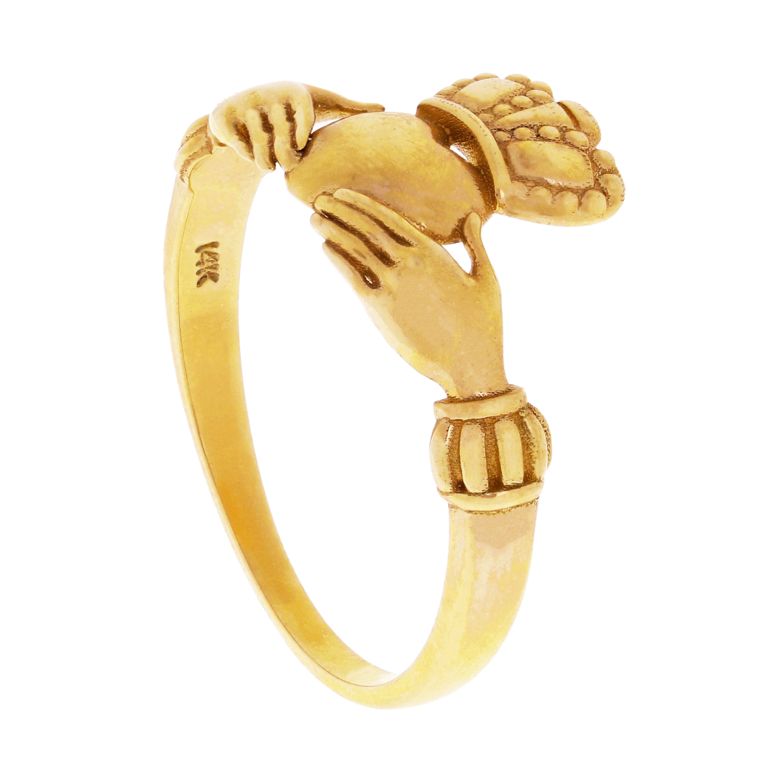 14k Yellow Gold Claddagh Love Friendship Irish Ring Size 5 - Ring Size 5