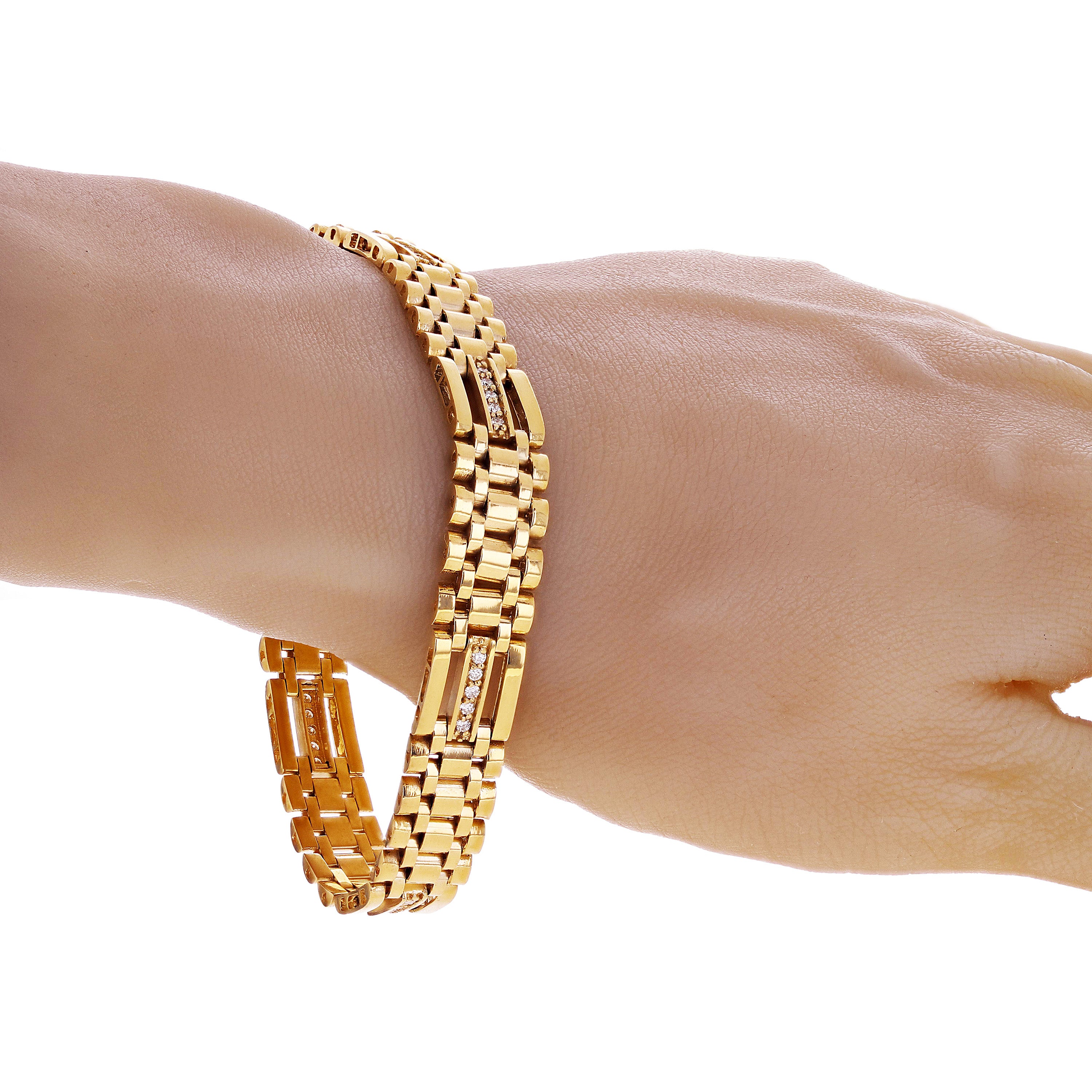 Men's 14k Yellow Gold 0.70ctw Diamond Watch Link Bracelet 8.5" 10.8mm 35 grams - Yellow  8.5"  10.8mm  0.7ctw  35grams