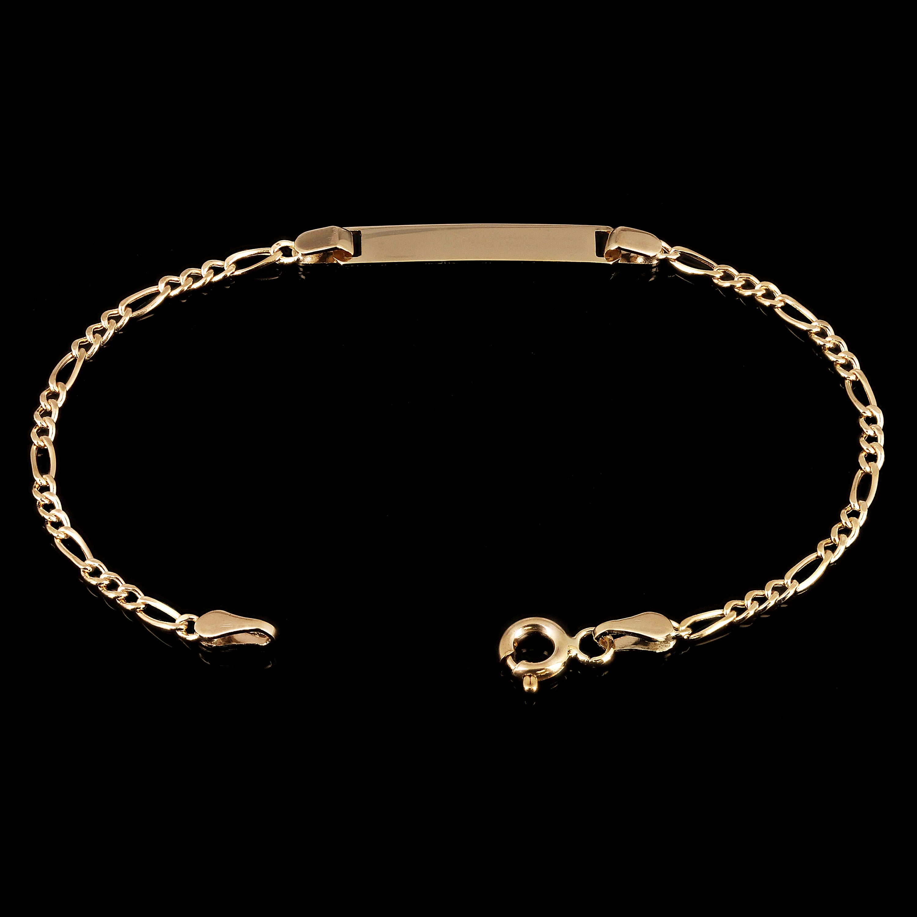 Italian 14k Yellow Gold Figaro Baby ID Bracelet Engravable 5.5" 3.5mm 1.2 grams