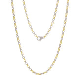 Men's 14k Yellow & White Gold Handmade Fashion Link Necklace 26" 4mm 37 grams - Yellow and White,26"