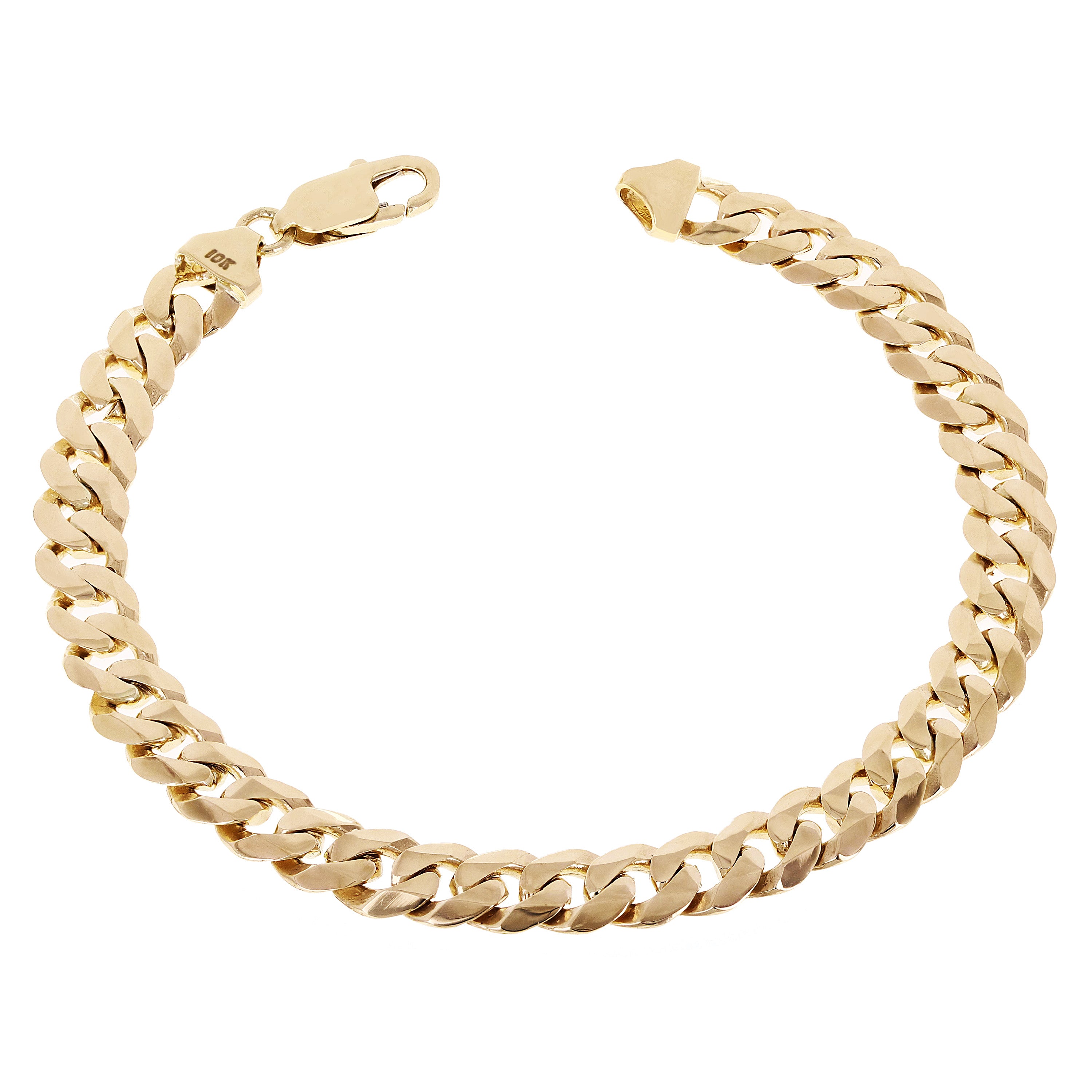 10k Yellow Gold Solid Curb Cuban Link Chain Bracelet 7" 8mm 18.4 grams - 7"