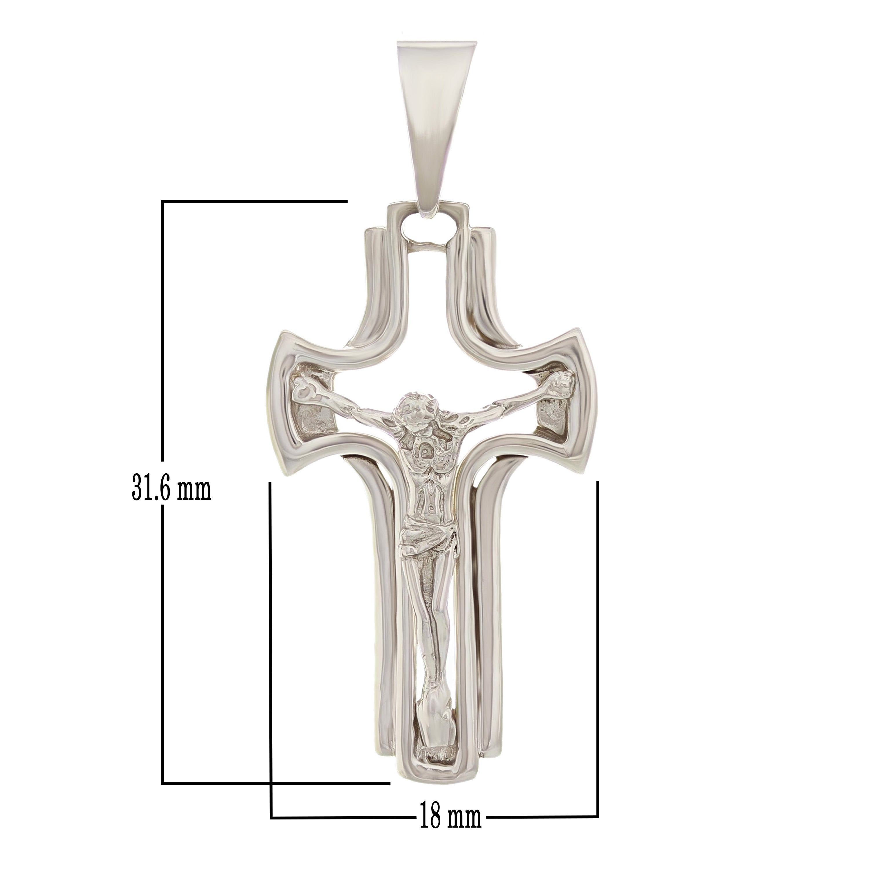 14k White Gold Jesus Christ Crucifix Cross Religious Charm Pendant 1.2" 4.1grams