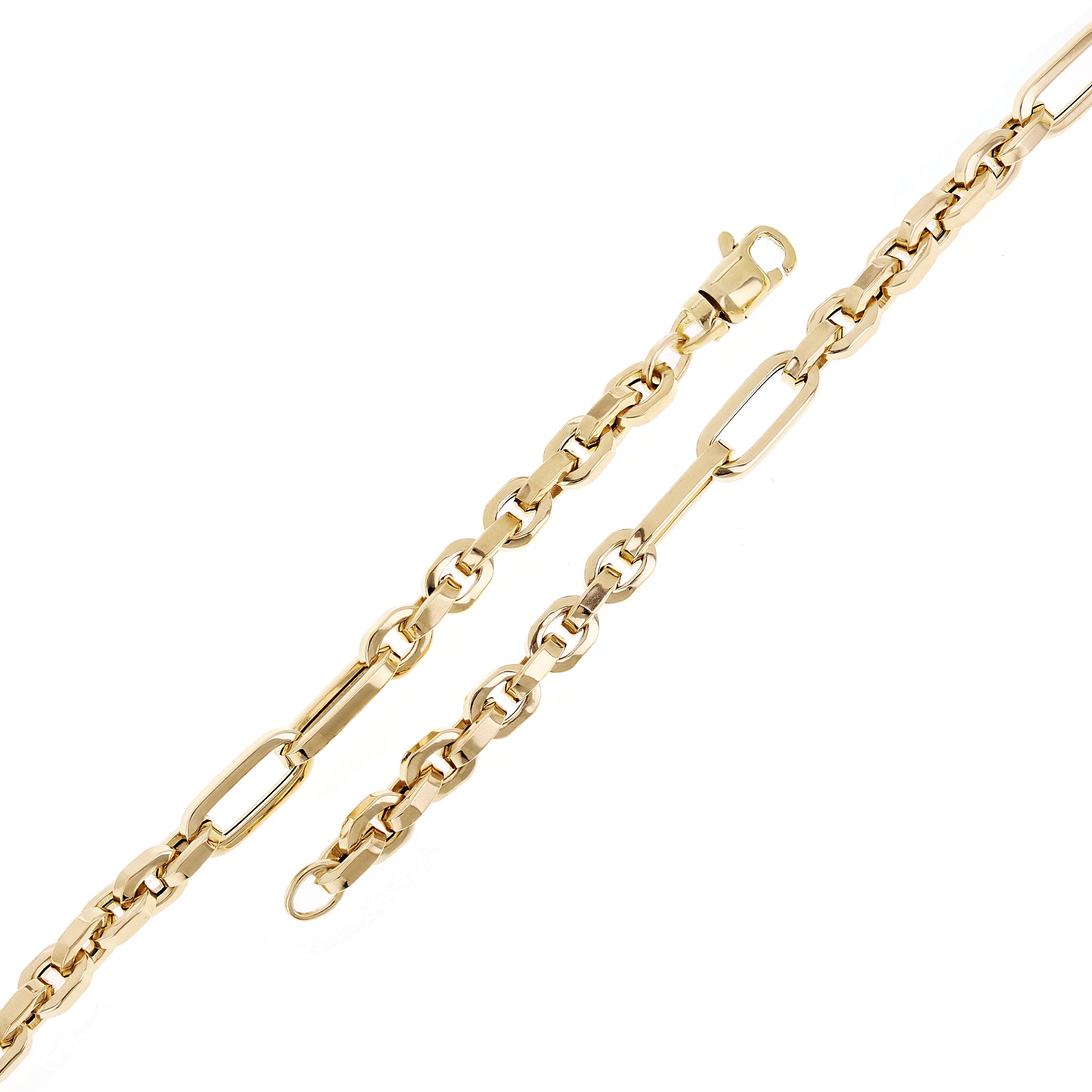 Italian 14k Yellow Gold Hollow Round & Oval Link Bracelet 8" 5.3mm 6.2 grams