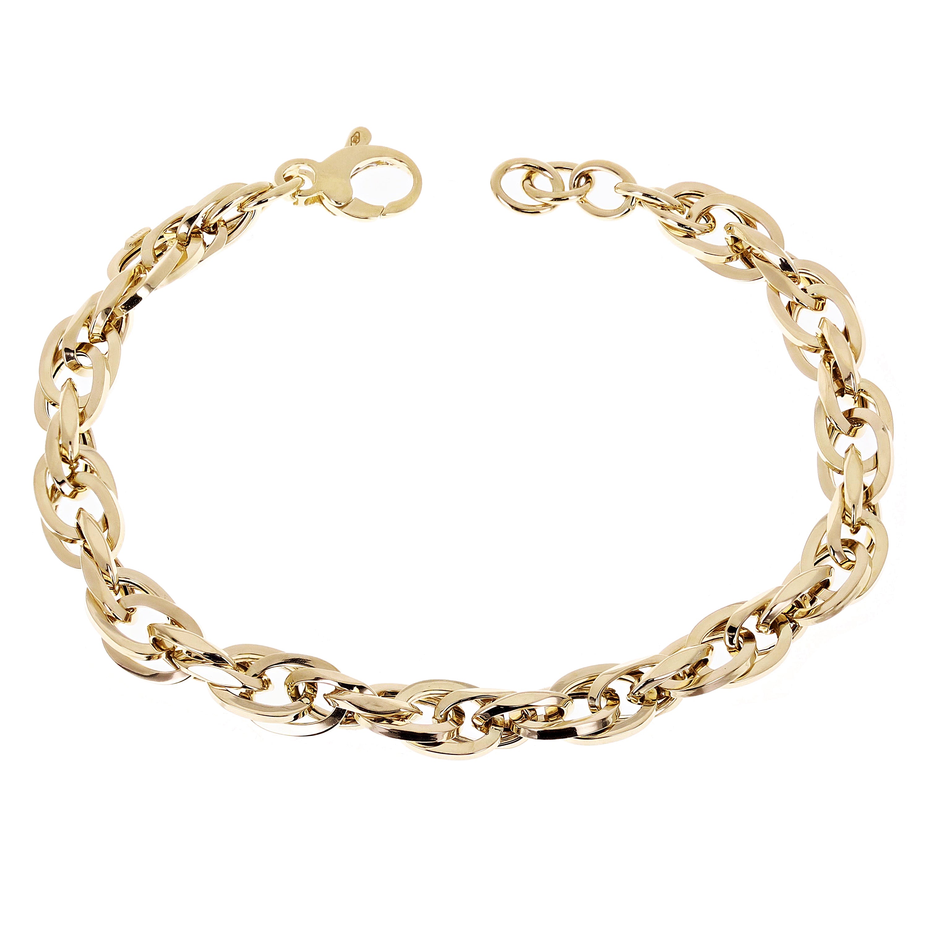 Italian 14k Yellow Gold Hollow Oval Link Bracelet 8.25" 7.5mm 6.6 grams