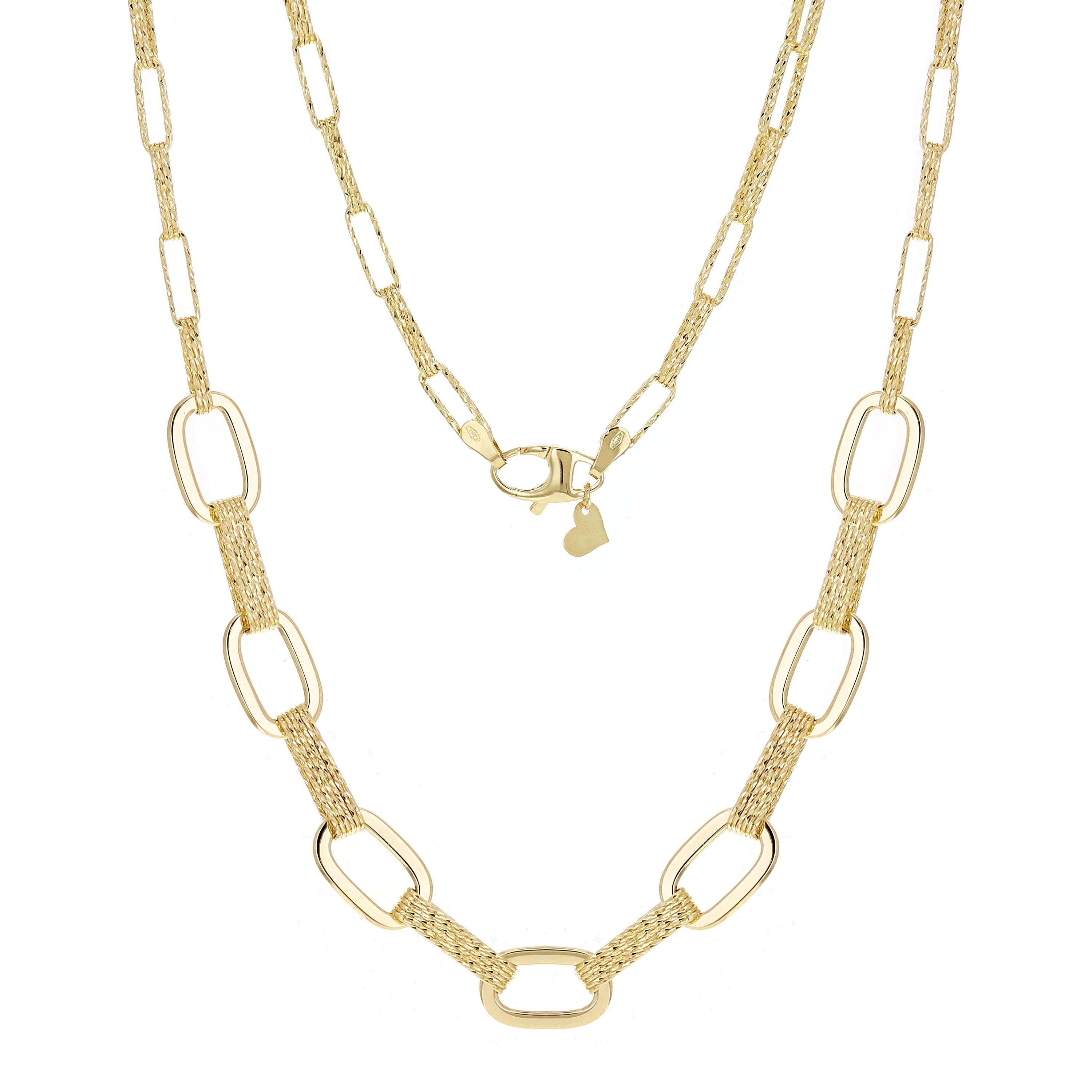 Italian 14k Yellow Gold Oval Links Necklace, Bracelet & Earrings Set 22.1 grams