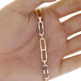 Italian 14k Yellow & White Gold Paper Clip Link Chain Bracelet 7.5" 6.3 grams