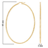 Italian 14k Yellow Gold Diamond Cut Hollow Round Hoop Earrings 2.7" 2mm 3.9g