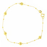 Italian 14k Yellow Gold Ball Bead Station Bracelet 7" 4.9mm 1.4 grams