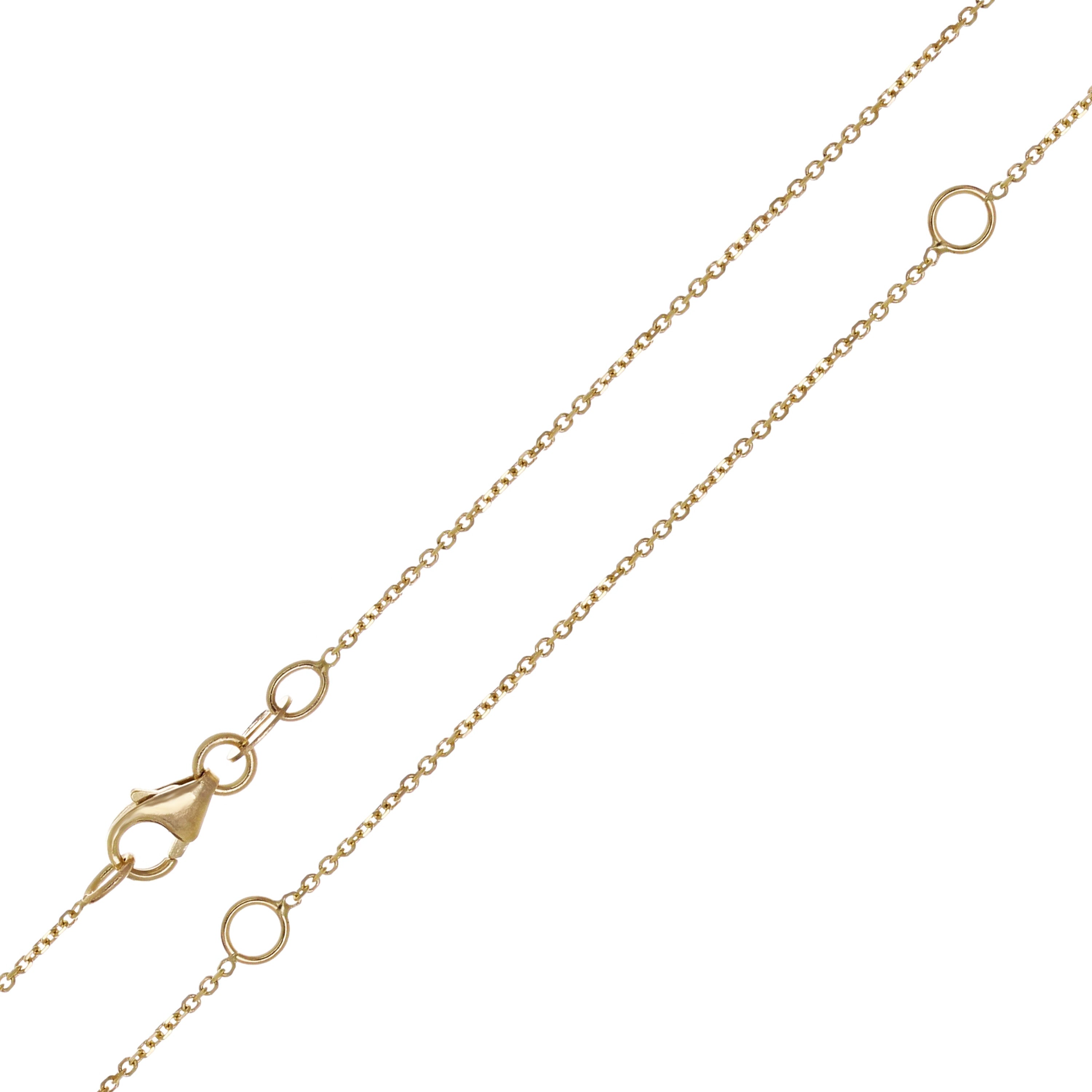 Italian 14k Yellow Gold Rolo Chain Necklace Adjustable 16-20" 0.9mm 1.5 grams - 0.9 mm
