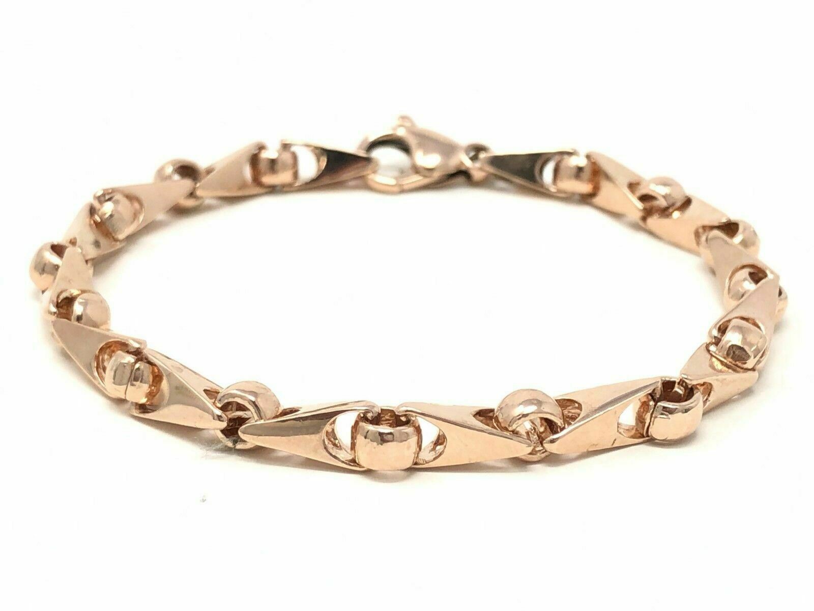 14k Rose Gold Handmade Fashion Link Bracelet 7" 5mm 17 grams - Rose,7"