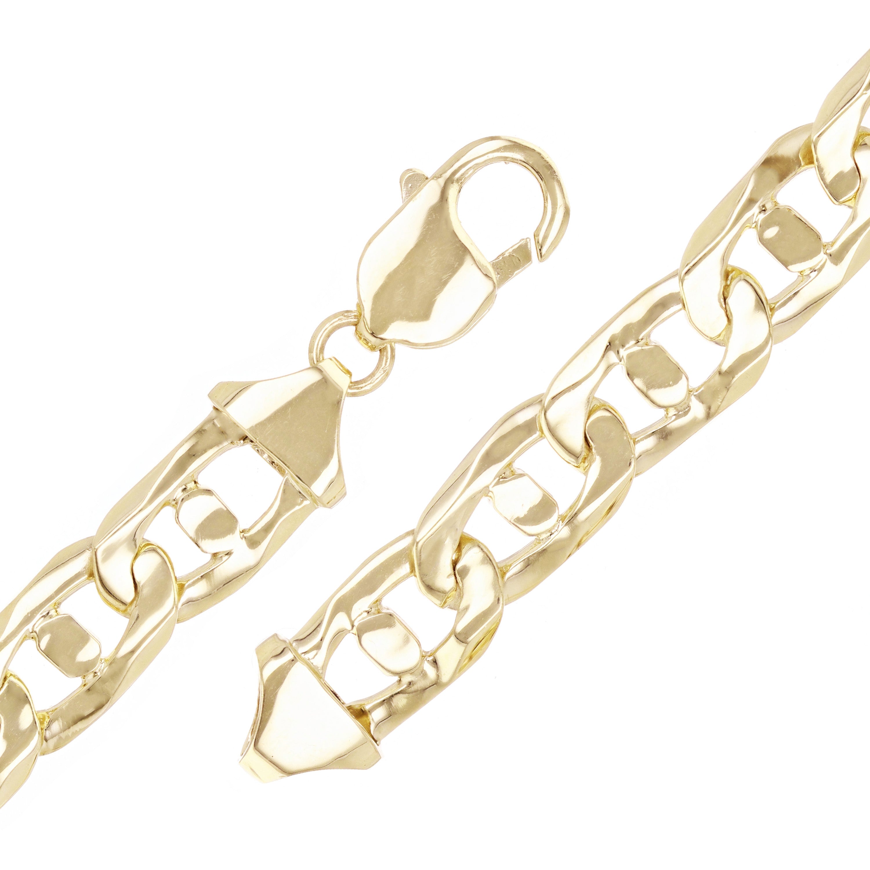 Men's 14k Yellow Gold Solid Mariner Bracelet Link Chain 9.5" 10mm 37.5 grams - 9.5"
