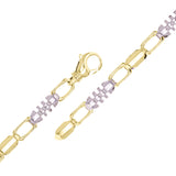 10k Yellow & White Gold Solid Handmade Link Chain Bracelet 7" 6.9mm 27 grams - 7"