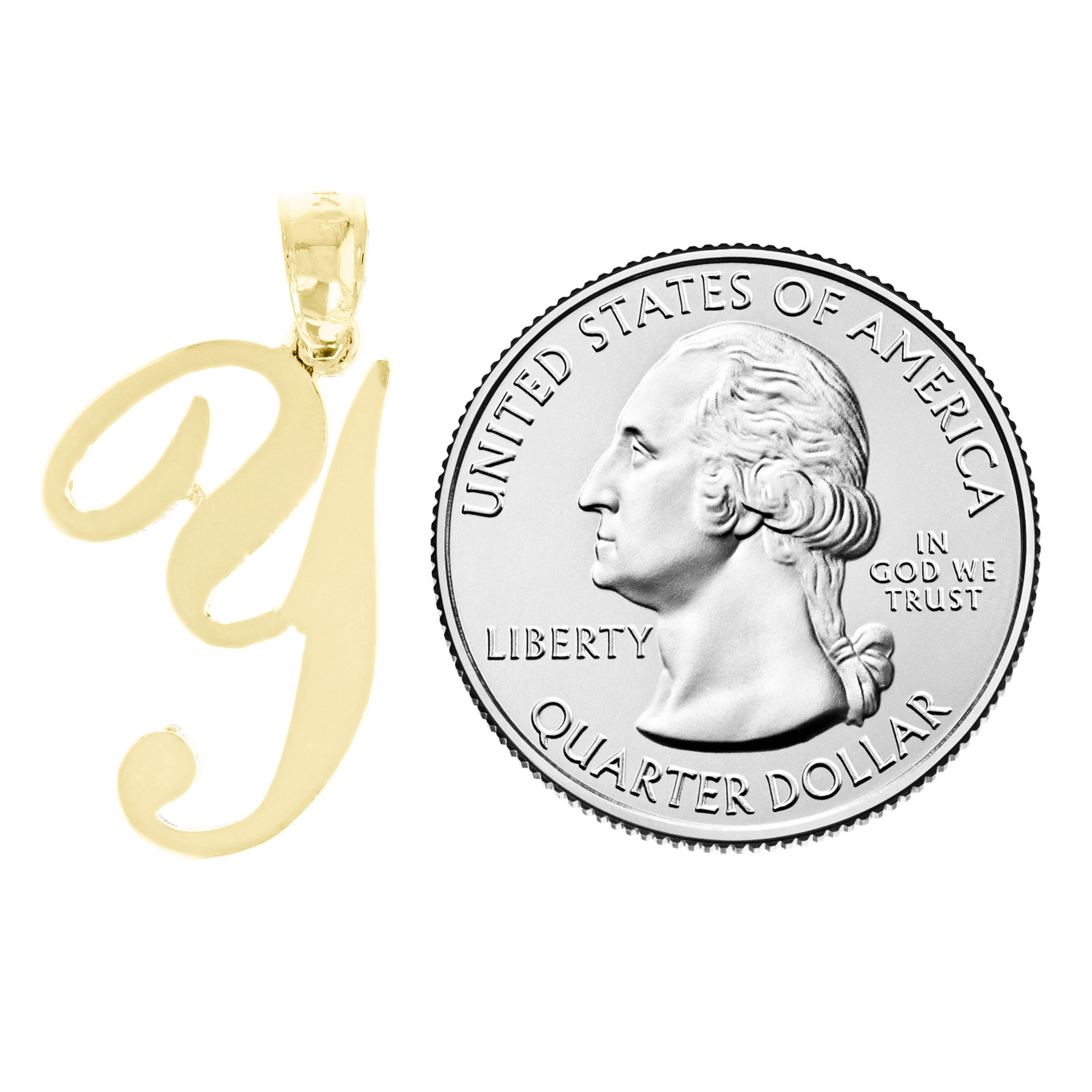 14k Yellow Gold Initial Letter Y Alphabet Charm Pendant - Letter Y,Yellow